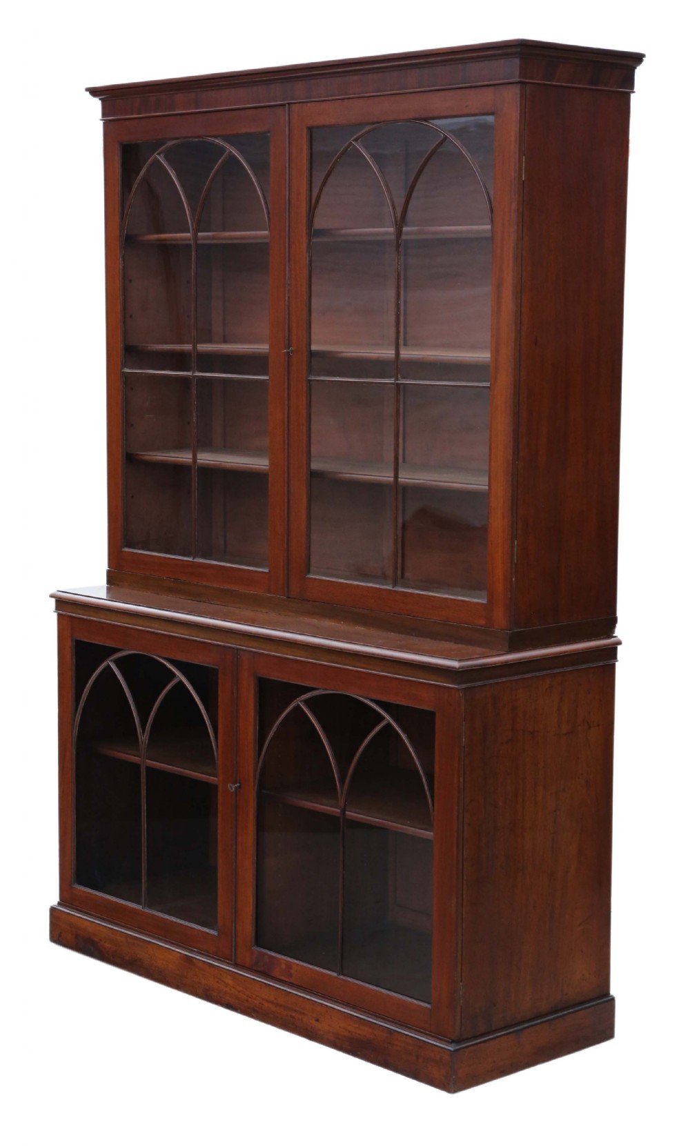 Antique very large fine quality 19th Century mahogany glazed bookcase C1850 5' wide