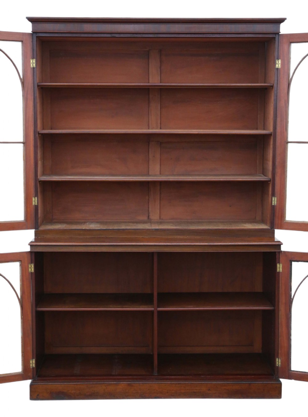 Antique very large fine quality 19th Century mahogany glazed bookcase C1850 5' wide View III