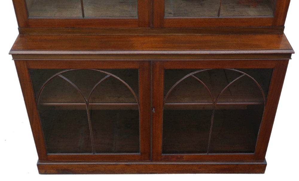 Antique very large fine quality 19th Century mahogany glazed bookcase C1850 5' wide View IV