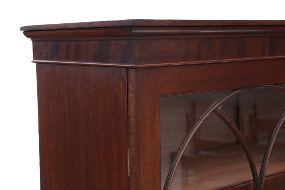 Antique very large fine quality 19th Century mahogany glazed bookcase C1850 5' wide View V