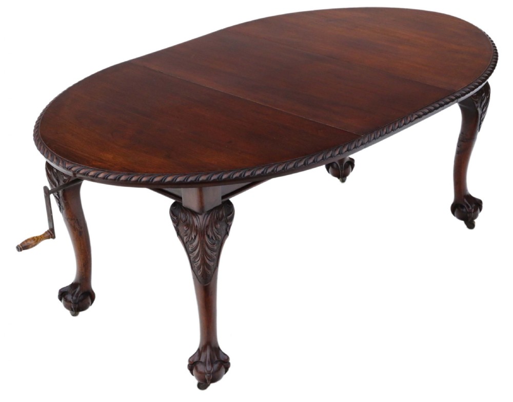 Antique fine quality ~6' mahogany wind out extending dining table C1900