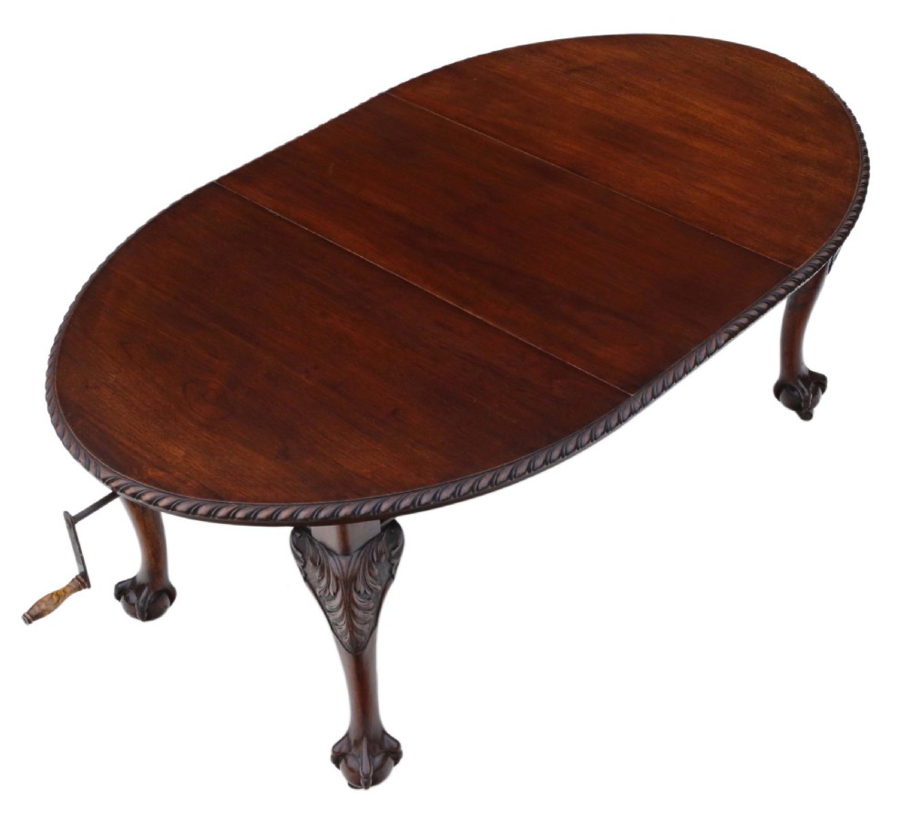 Antique fine quality ~6' mahogany wind out extending dining table C1900 View II