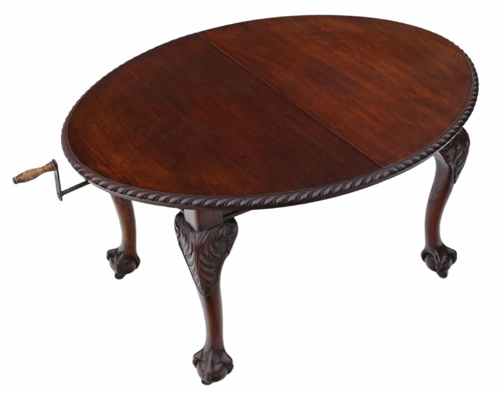 Antique fine quality ~6' mahogany wind out extending dining table C1900 View VII