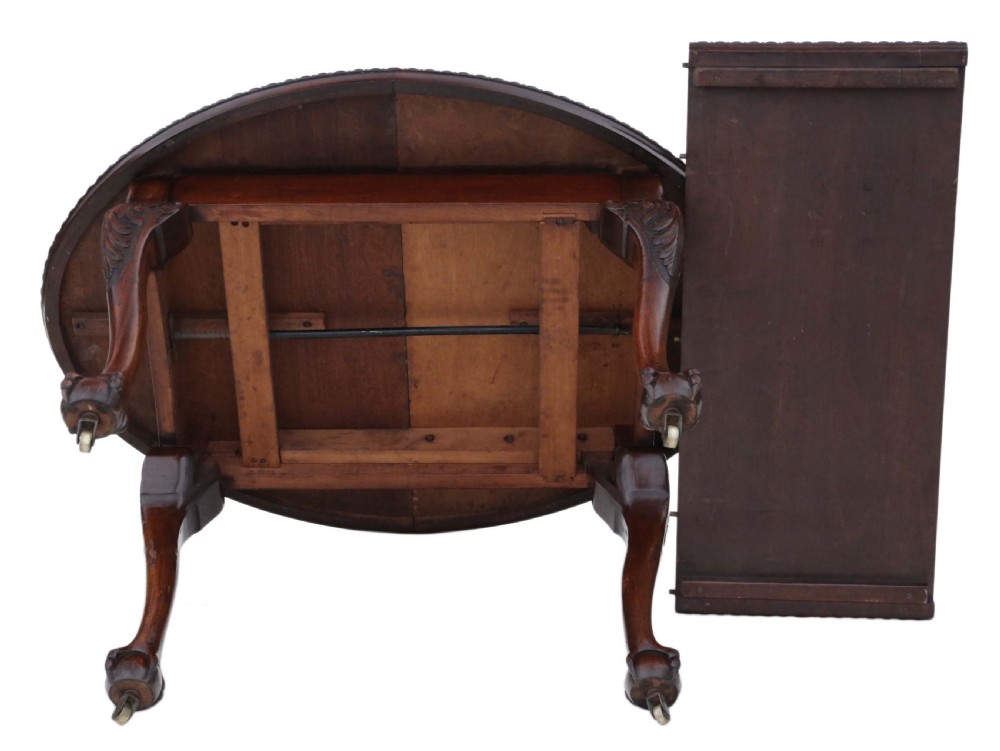 Antique fine quality ~6' mahogany wind out extending dining table C1900 View VIII