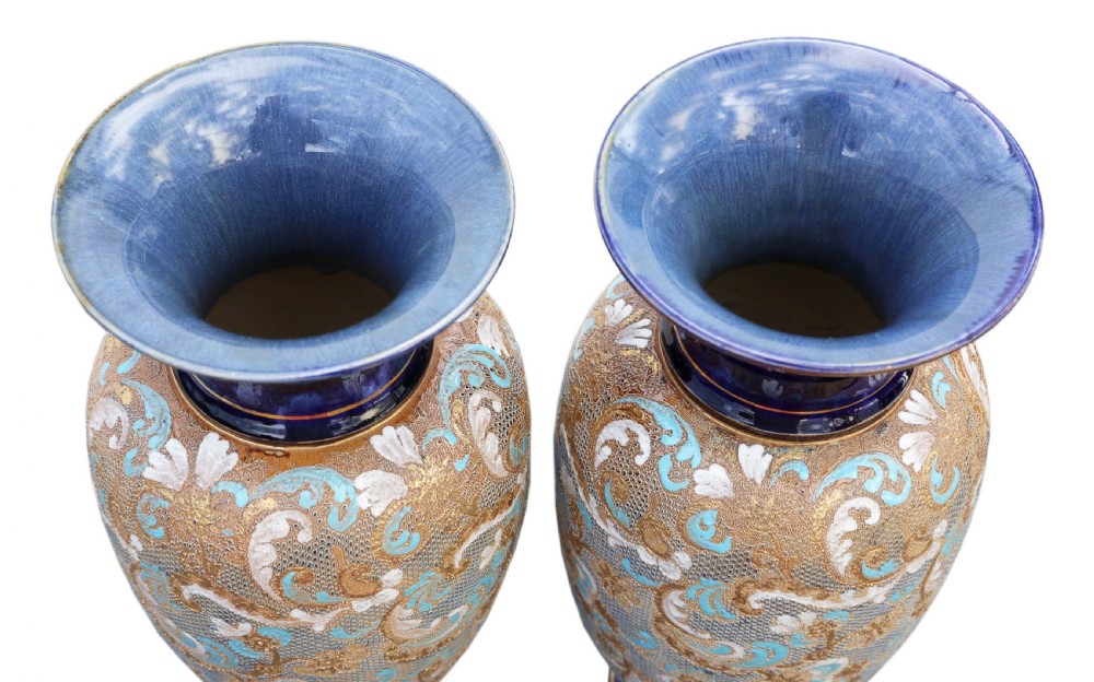Antique large pair of Art Nouveau Royal Doulton Slater vases View VI