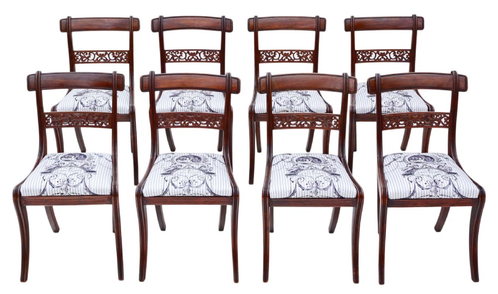 Antique fine quality set of 8 Regency faux rosewood dining chairs 19th Century C1825