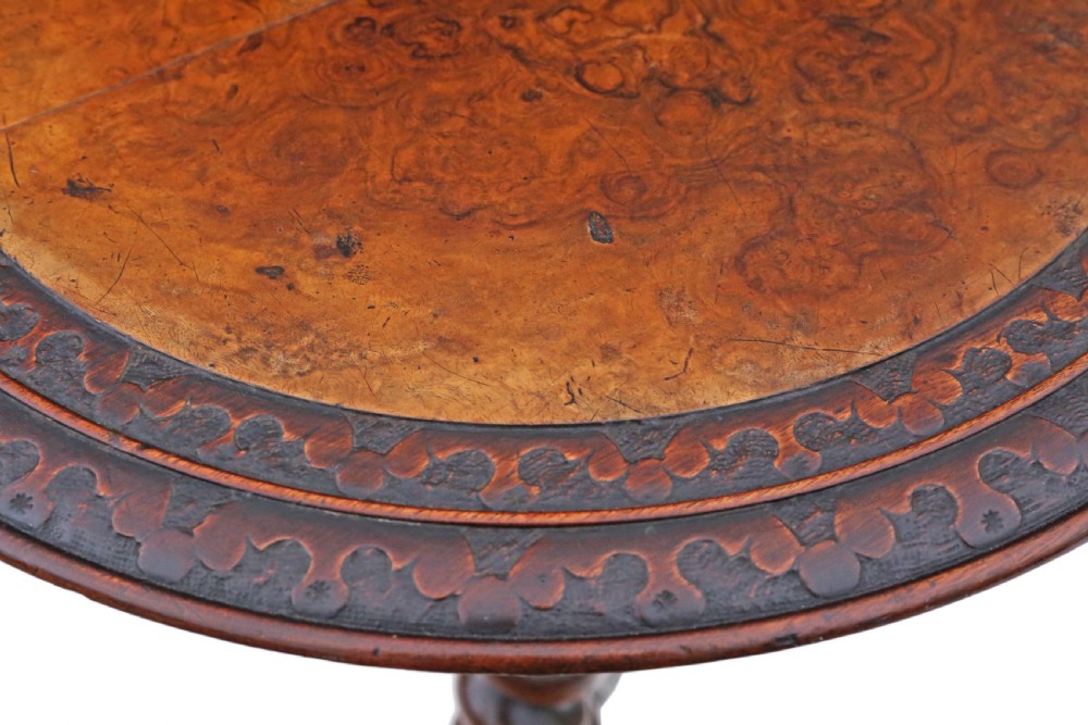Antique quality 19th Century burr walnut side wine table View VII