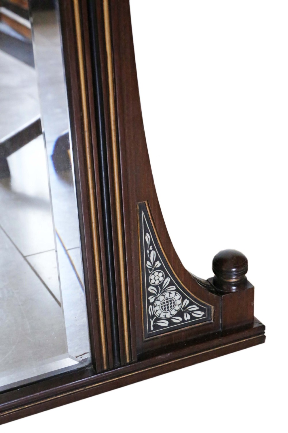 Antique very large fine quality mahogany gilt and ebonised overmantle wall mirror C1880 Aesthetic View II