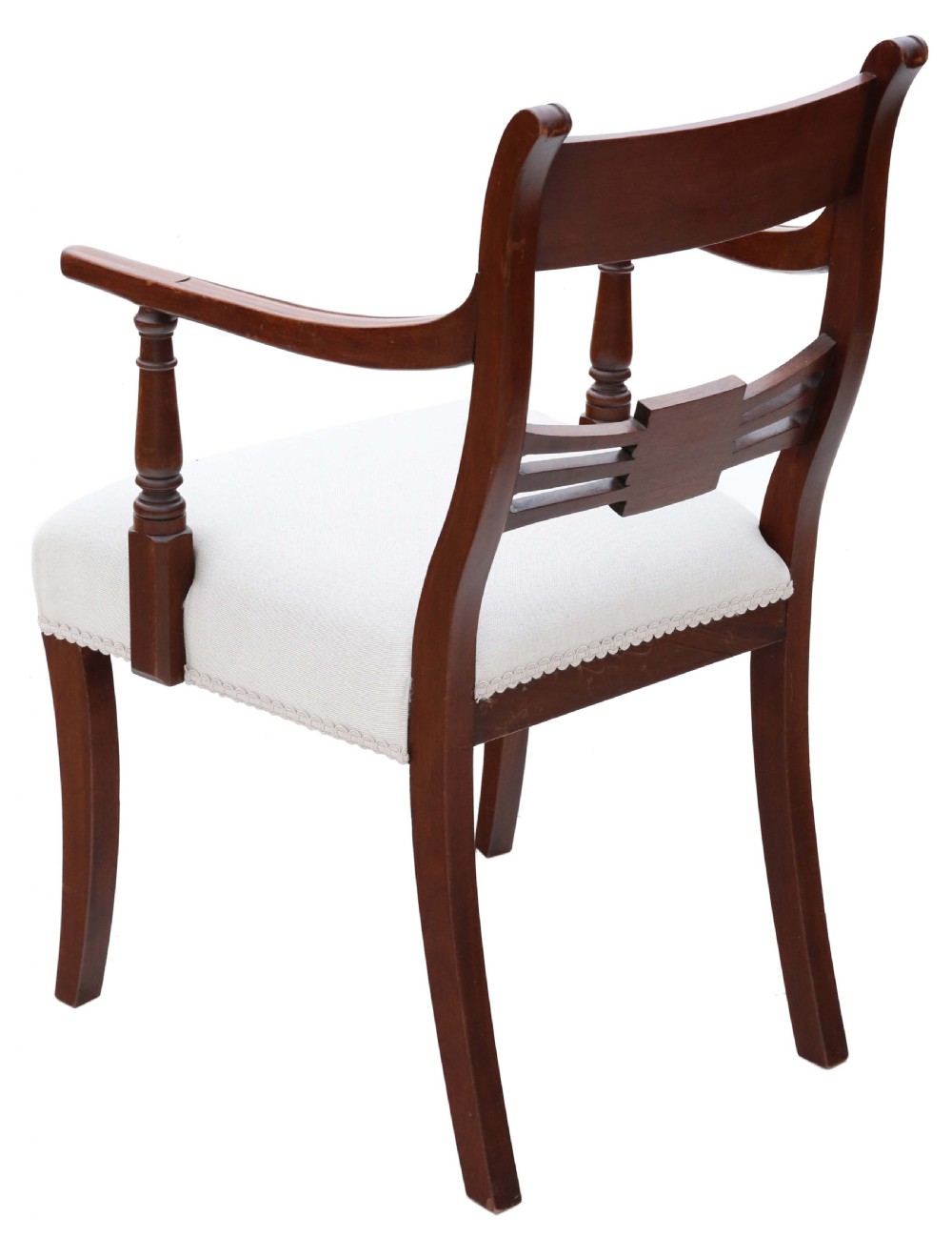 Antique quality pair of 19th Century mahogany elbow dining chairs View IV
