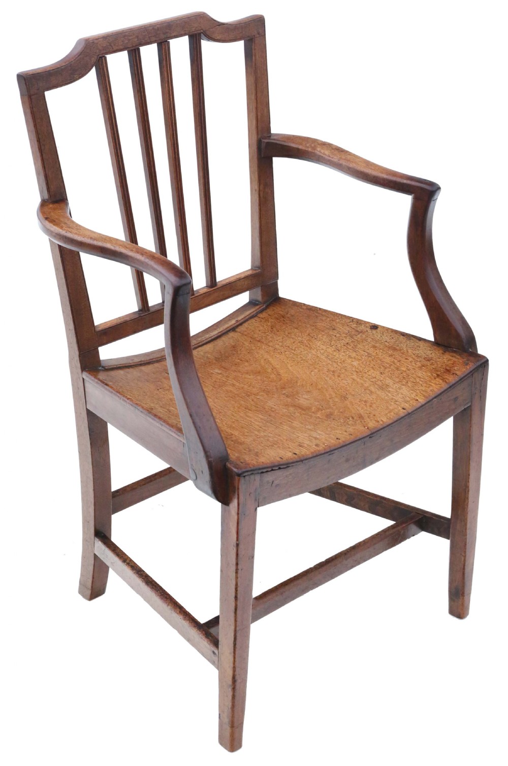 Antique quality set of 8 (6 + 2) Early 19th Century mahogany elm kitchen dining chairs View IV