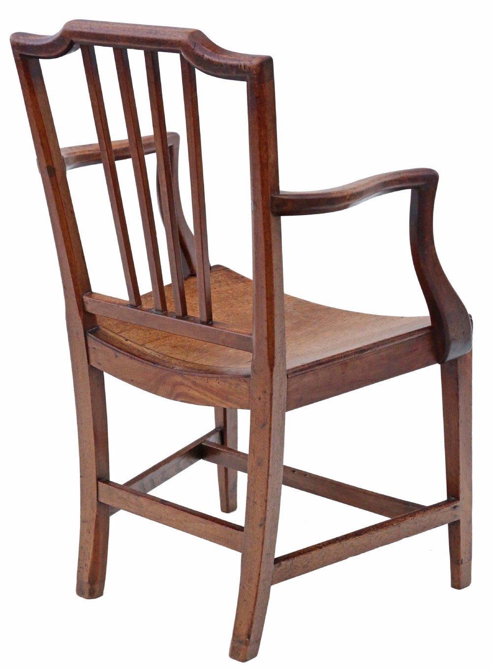 Antique quality set of 8 (6 + 2) Early 19th Century mahogany elm kitchen dining chairs View V