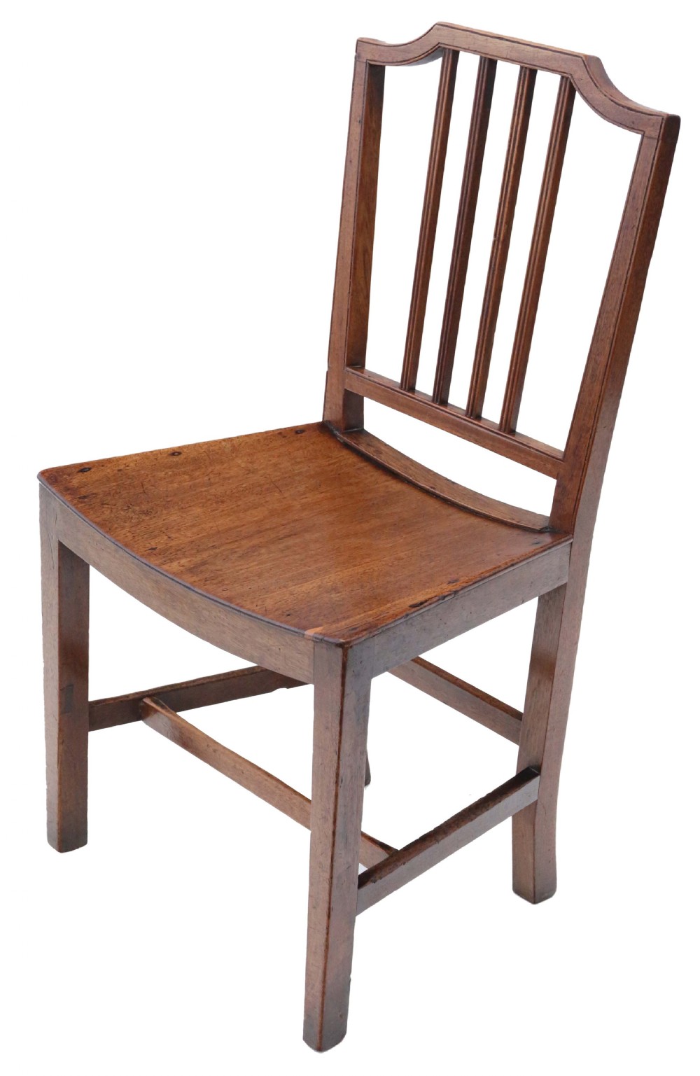 Antique quality set of 8 (6 + 2) Early 19th Century mahogany elm kitchen dining chairs View VIII