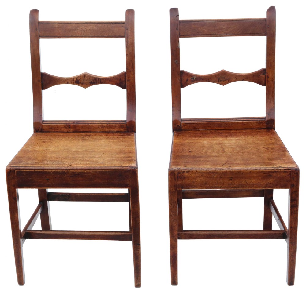 Antique quality matched set of 9 8 6 19th Century elm kitchen dining chairs View III