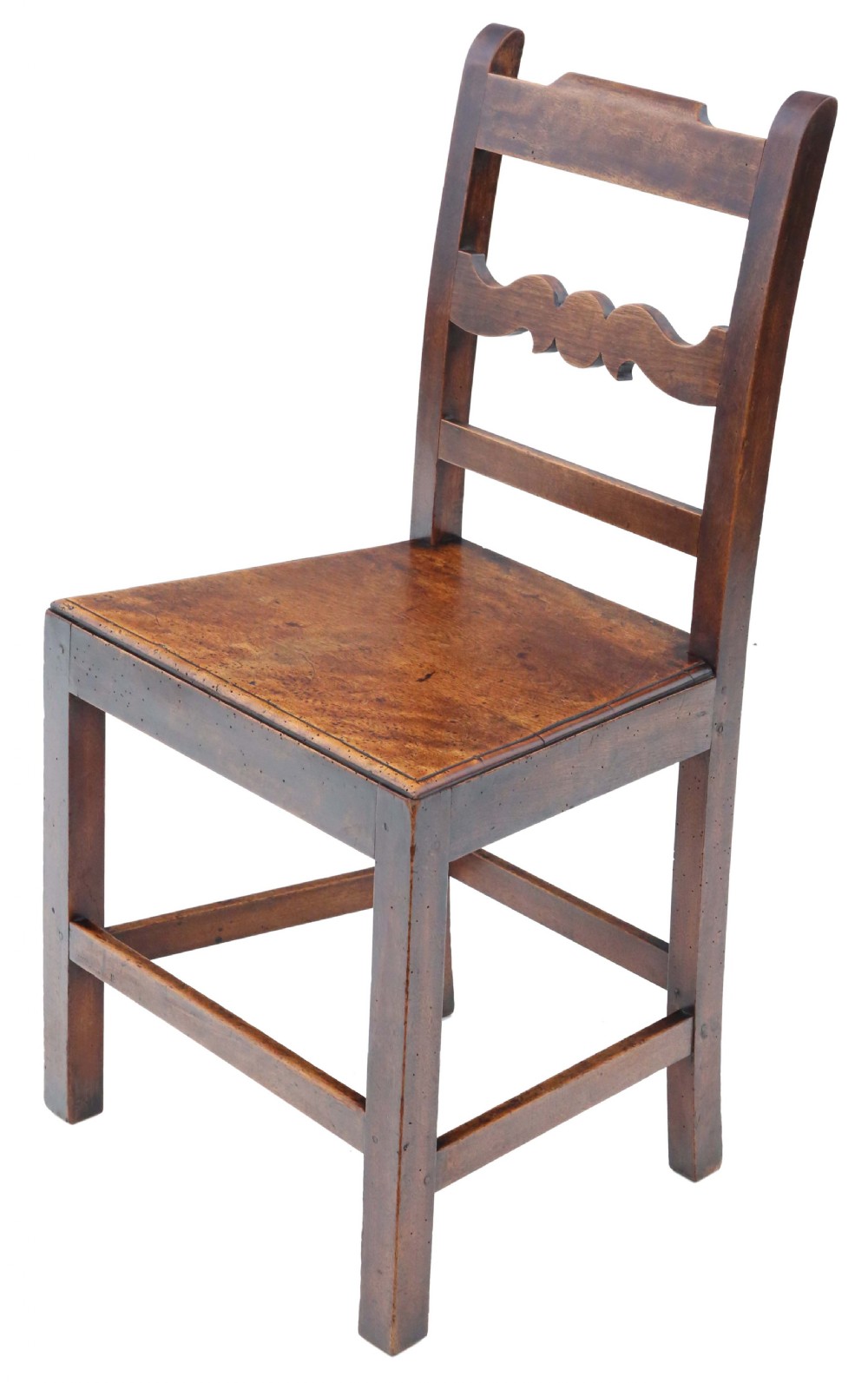 Antique quality matched set of 9 8 6 19th Century elm kitchen dining chairs View V