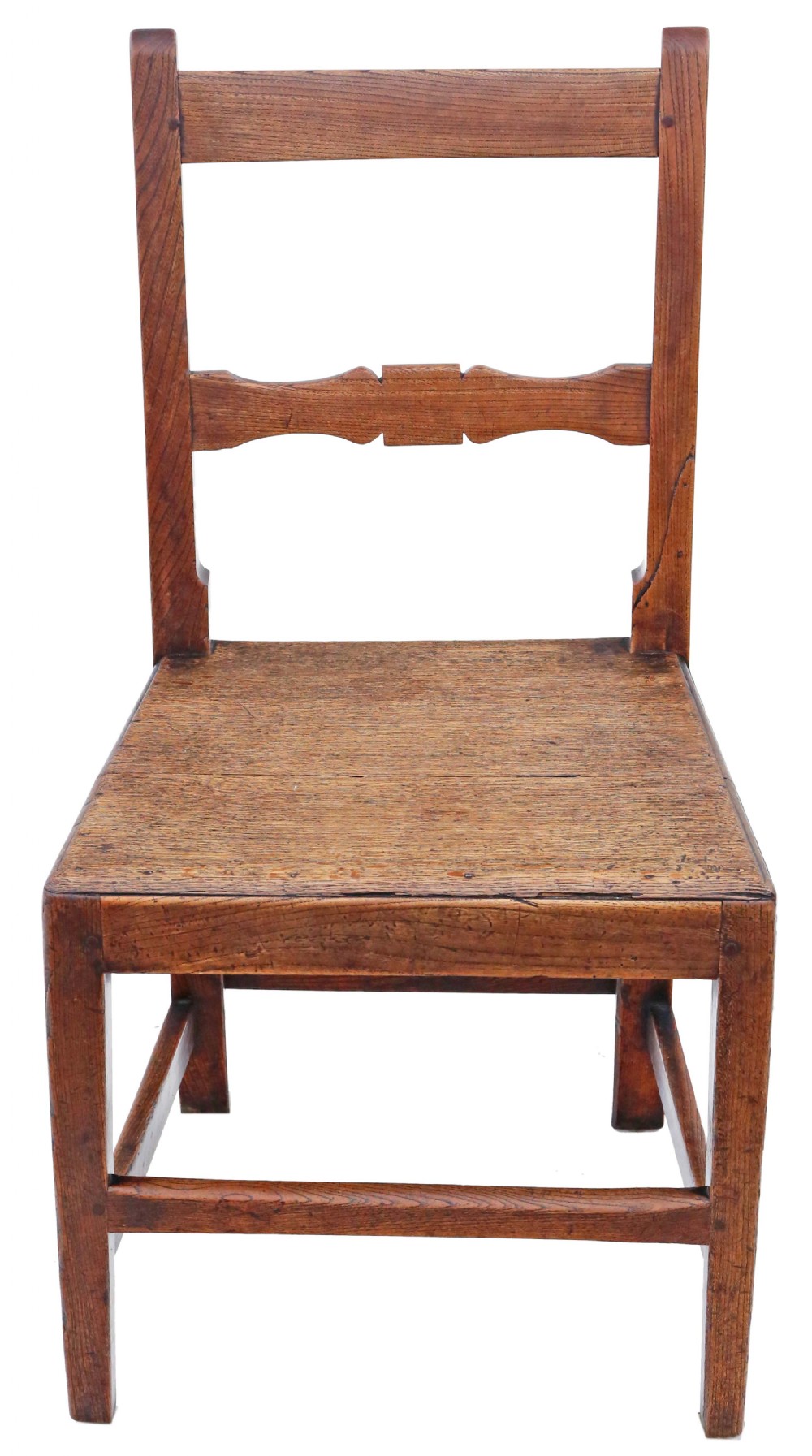 Antique quality matched set of 9 8 6 19th Century elm kitchen dining chairs View VII
