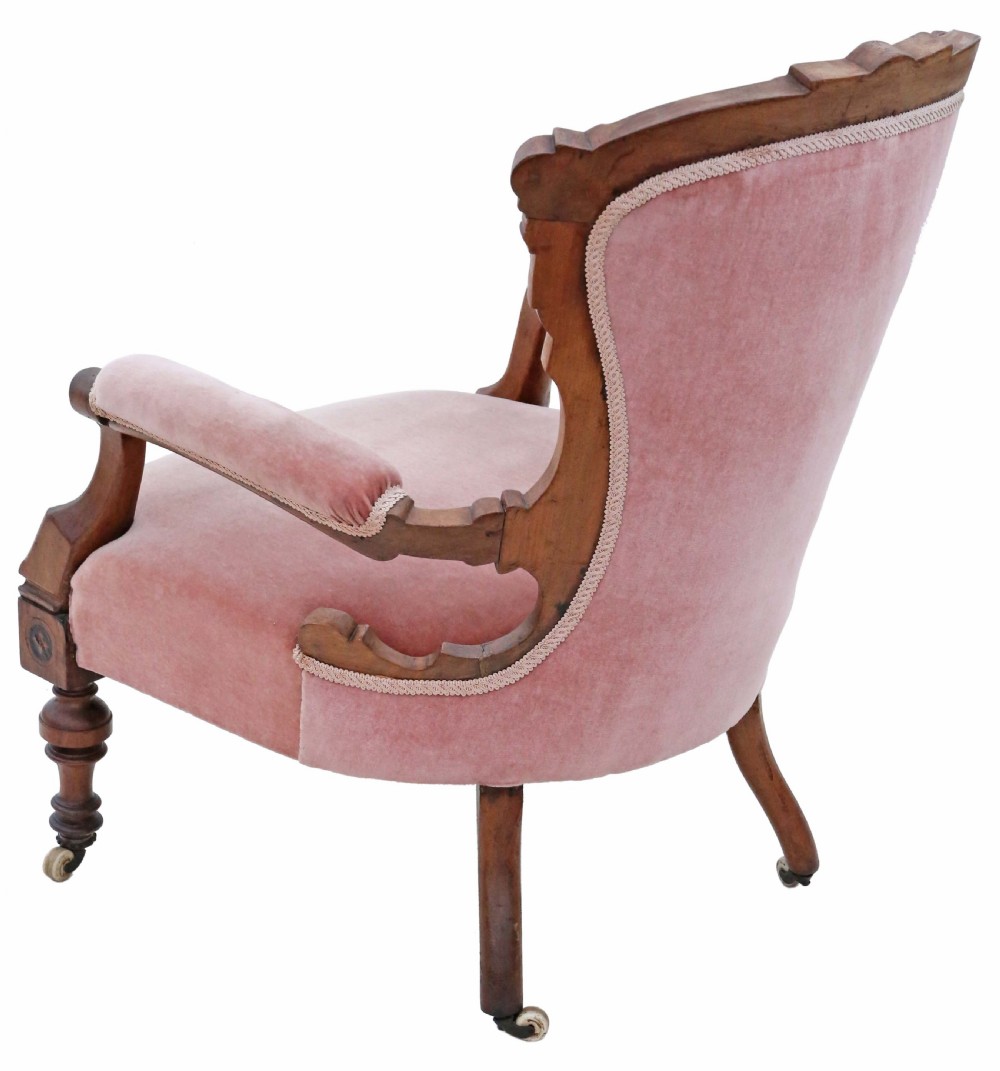 Antique quality Victorian Aesthetic inlaid walnut armchair C1880 View III