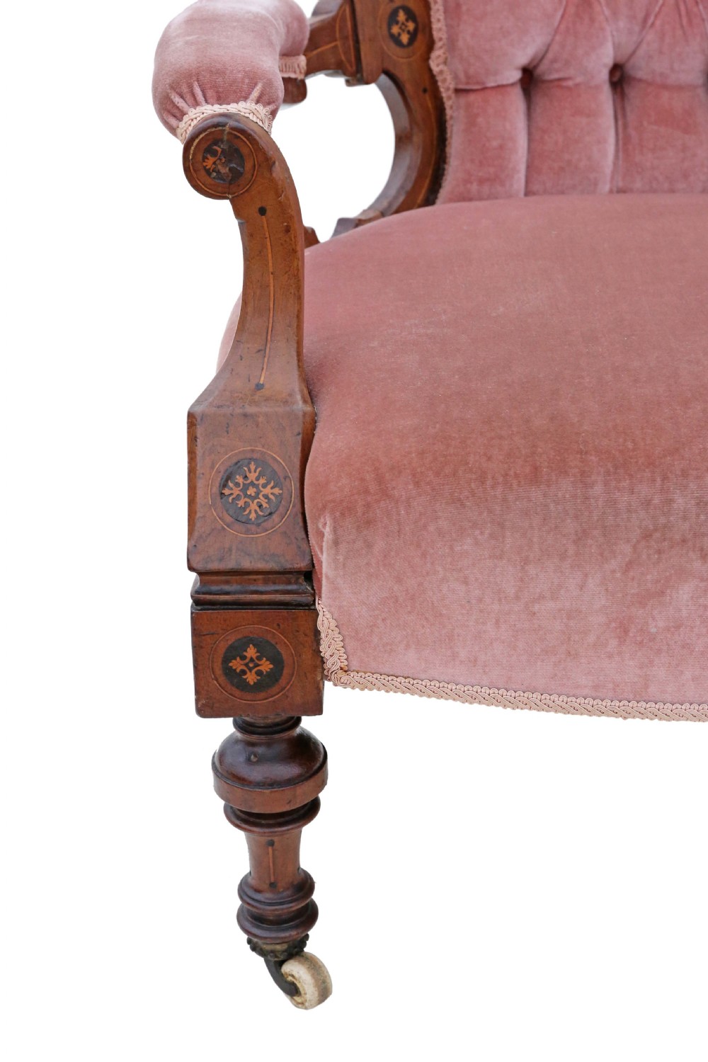 Antique quality Victorian Aesthetic inlaid walnut armchair C1880 View VI