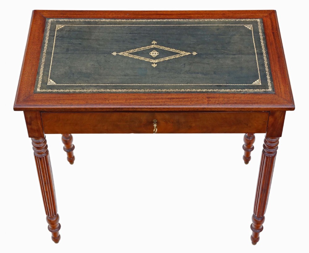 Antique quality mahogany writing table C1900 View V