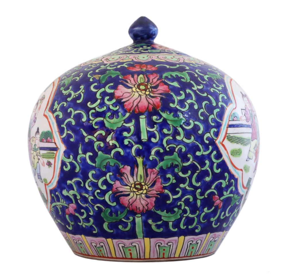 Antique large fine quality Oriental Chinese 19th Century TongZhi Ginger Temple Jar Famille Rose View IV
