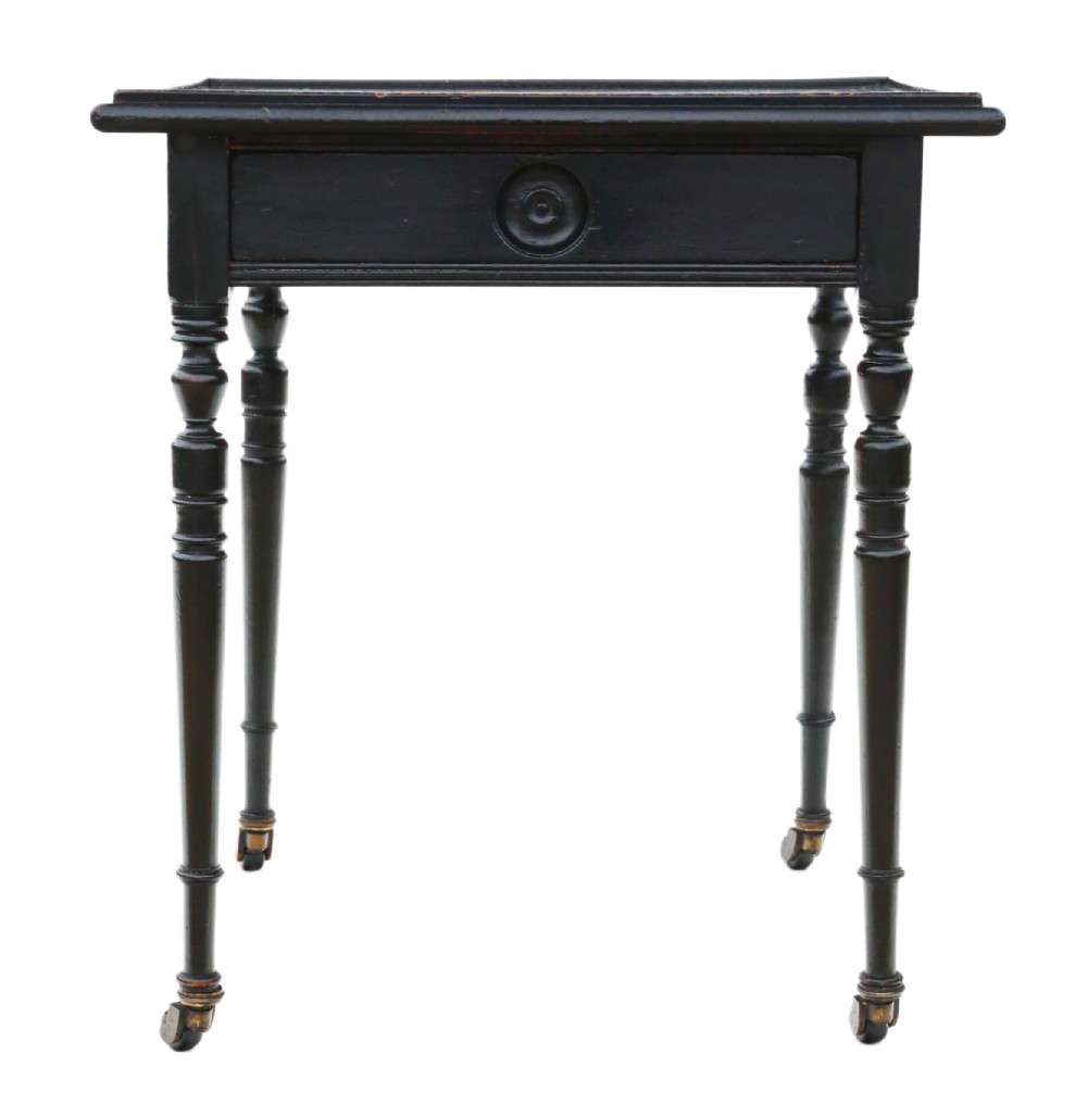 Antique Victorian C1880 ebonised occasional side lamp table