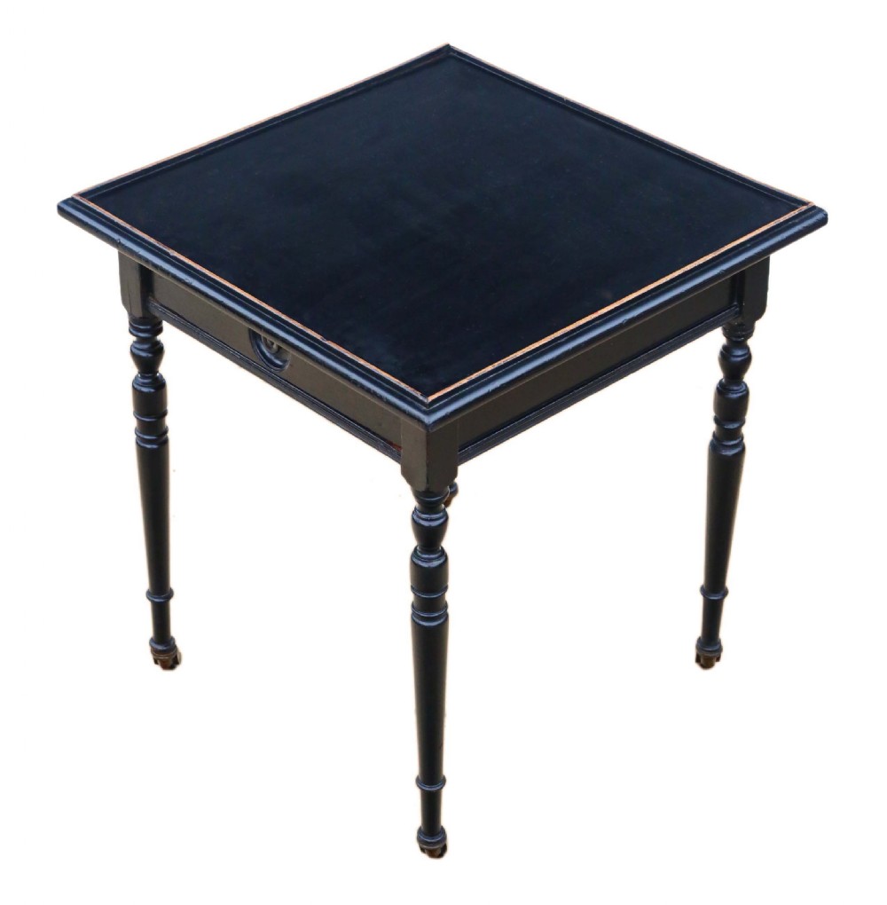 Antique Victorian C1880 ebonised occasional side lamp table View II