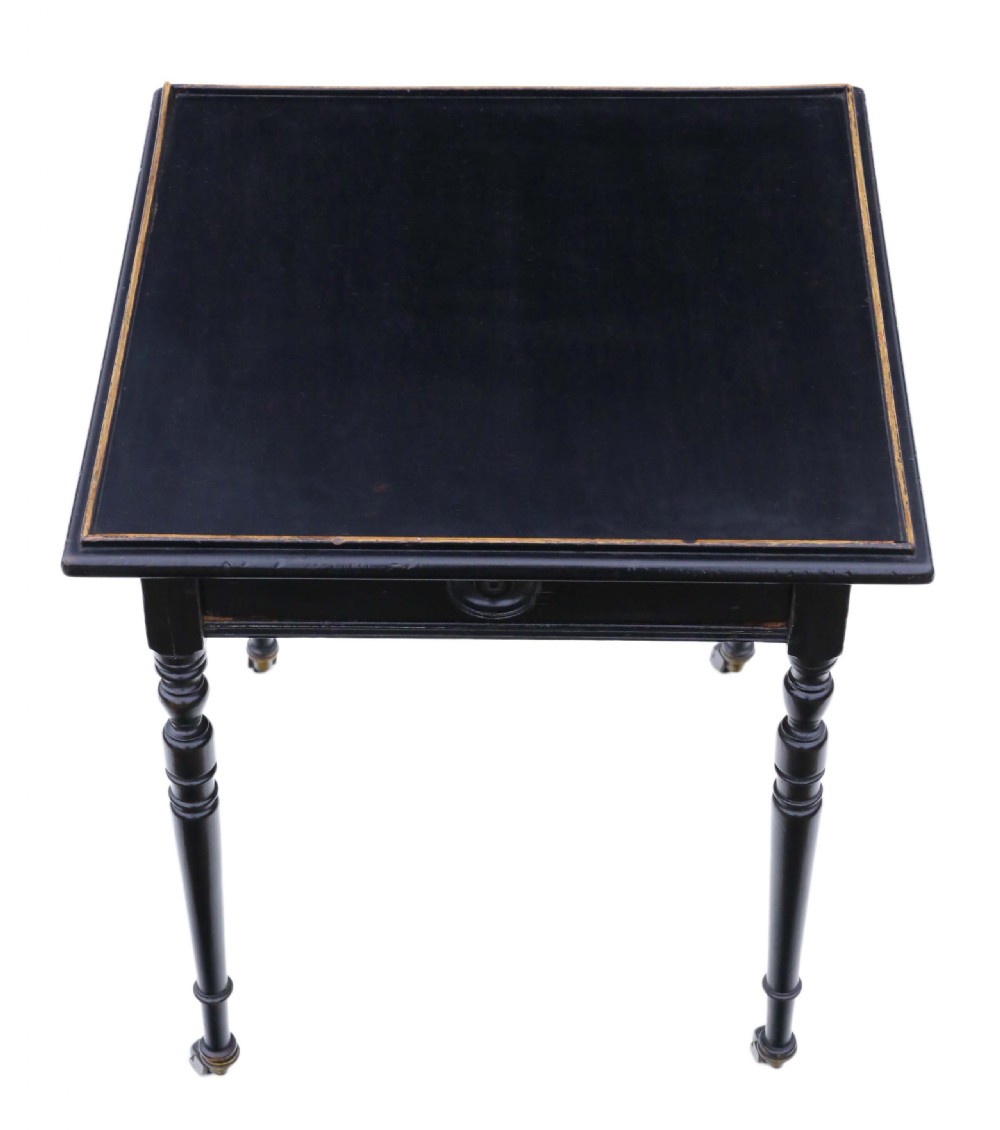 Antique Victorian C1880 ebonised occasional side lamp table View IV