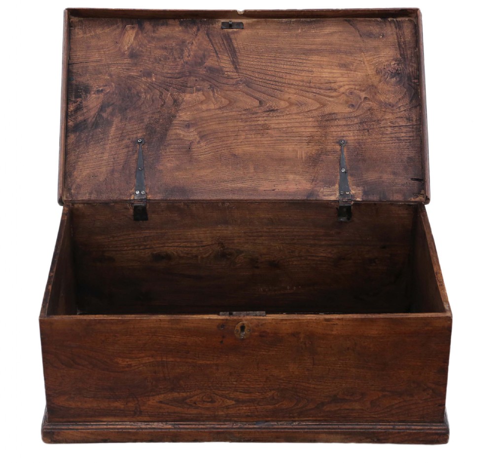 Antique Georgian 18th Century small elm box coffer View II