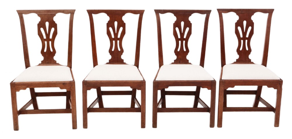 Antique quality set of 4 Georgian oak dining chairs C1790