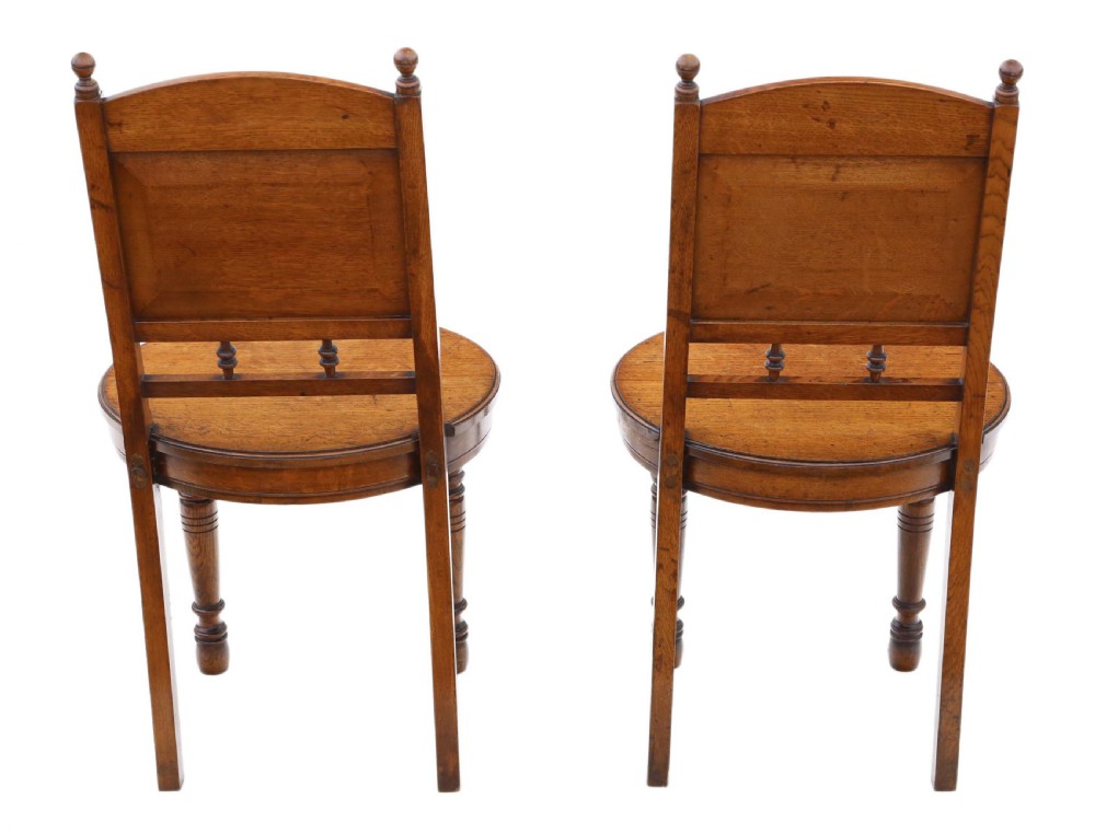 Antique quality pair of oak hall side or bedroom chairs C1880 19th Century View II