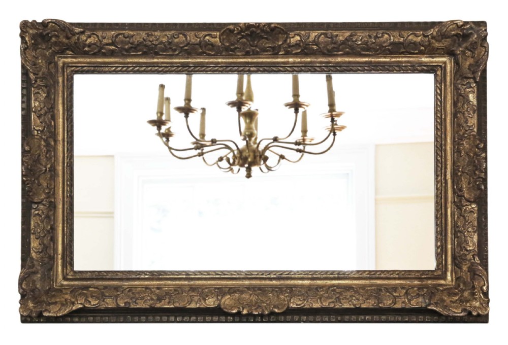 Antique 19th Century large quality gilt overmantle wall mirror