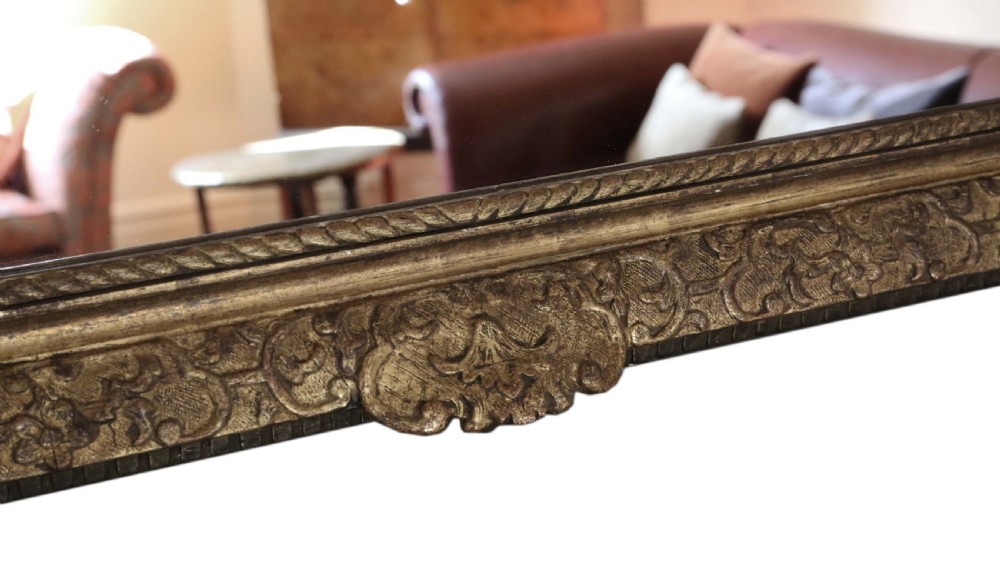 Antique 19th Century large quality gilt overmantle wall mirror View VI