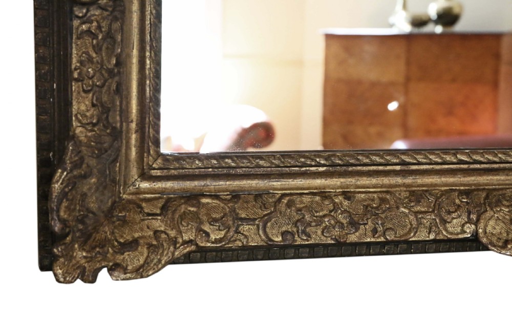 Antique 19th Century large quality gilt overmantle wall mirror View VIII