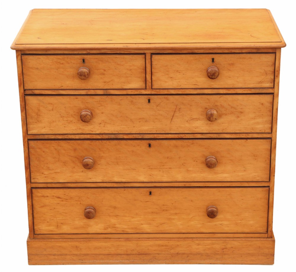 Antique fine quality Victorian satin walnut chest of drawers C1880