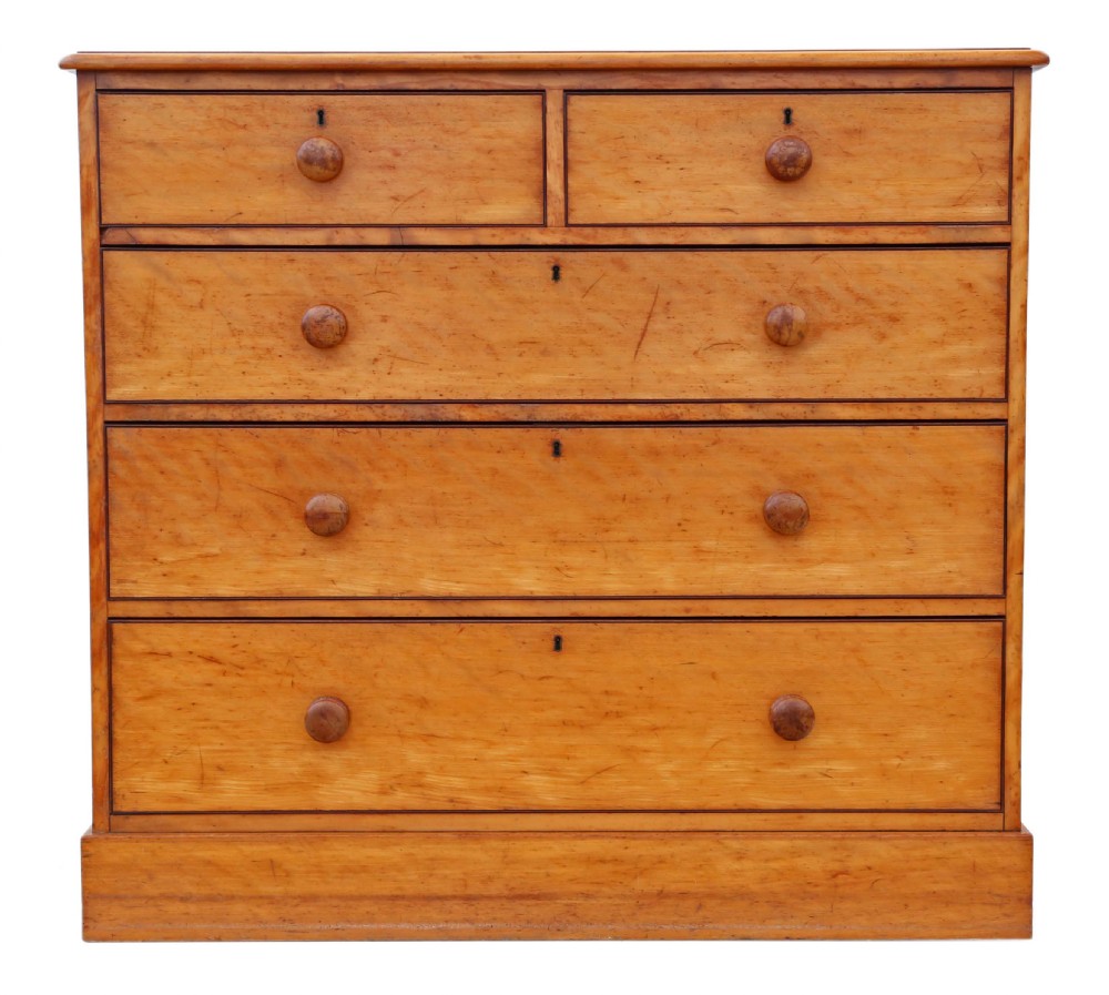 Antique fine quality Victorian satin walnut chest of drawers C1880 View II