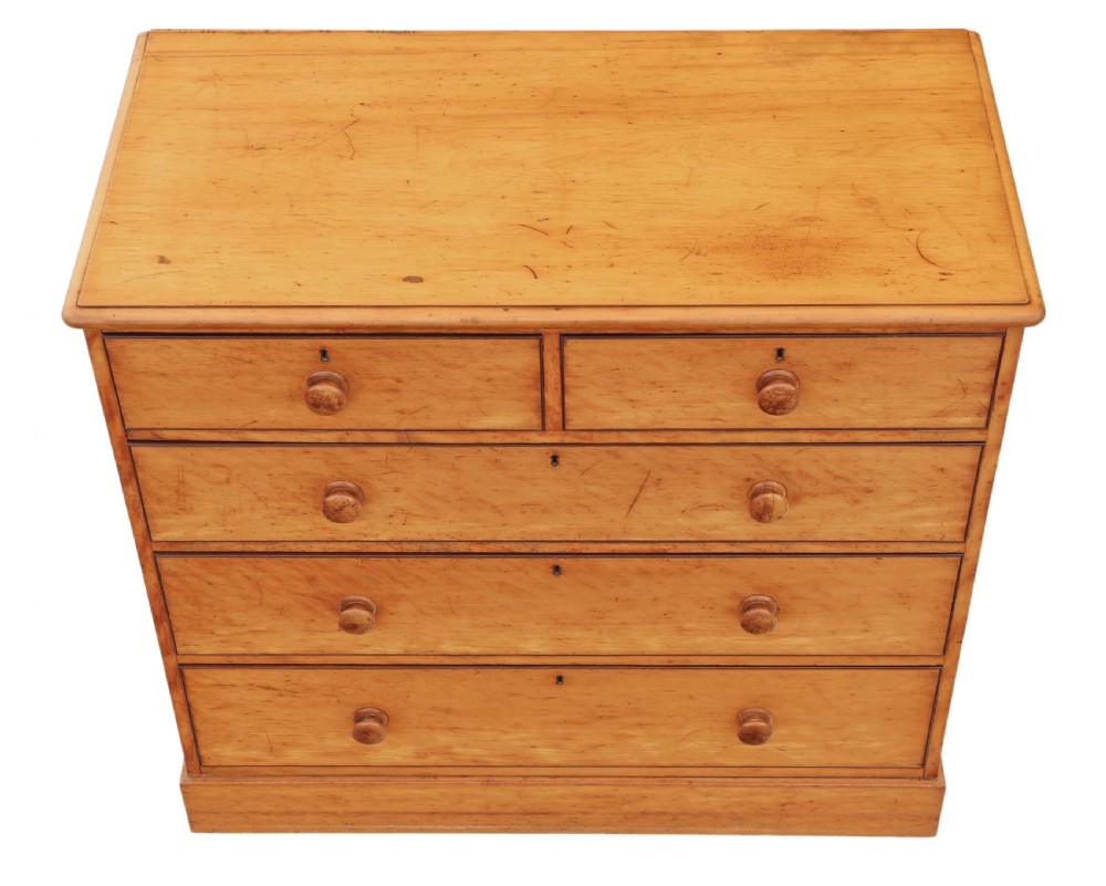 Antique fine quality Victorian satin walnut chest of drawers C1880 View III