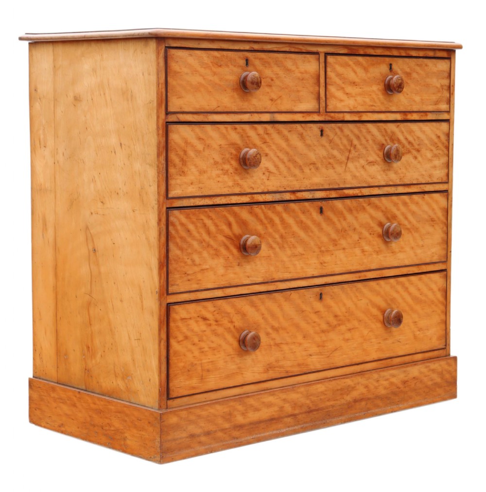 Antique fine quality Victorian satin walnut chest of drawers C1880 View V