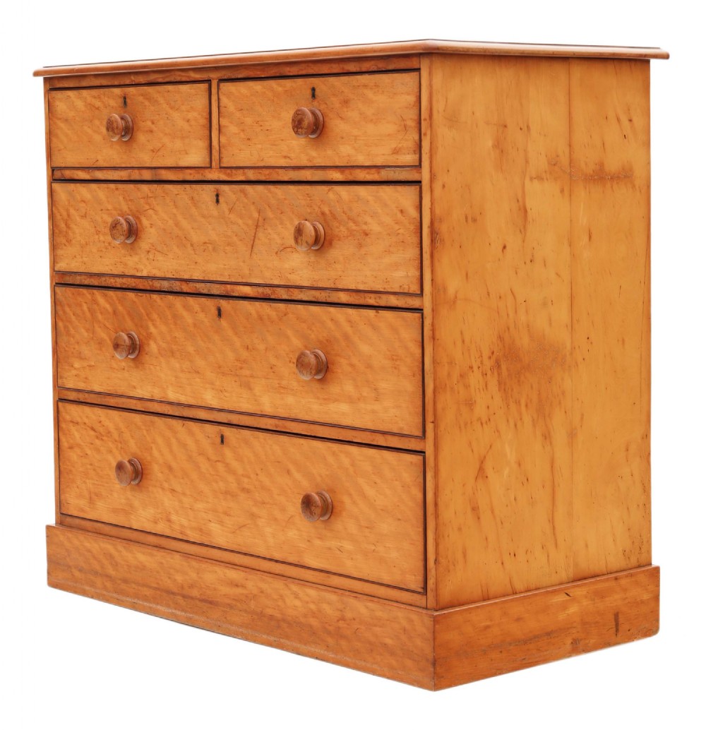 Antique fine quality Victorian satin walnut chest of drawers C1880 View VI