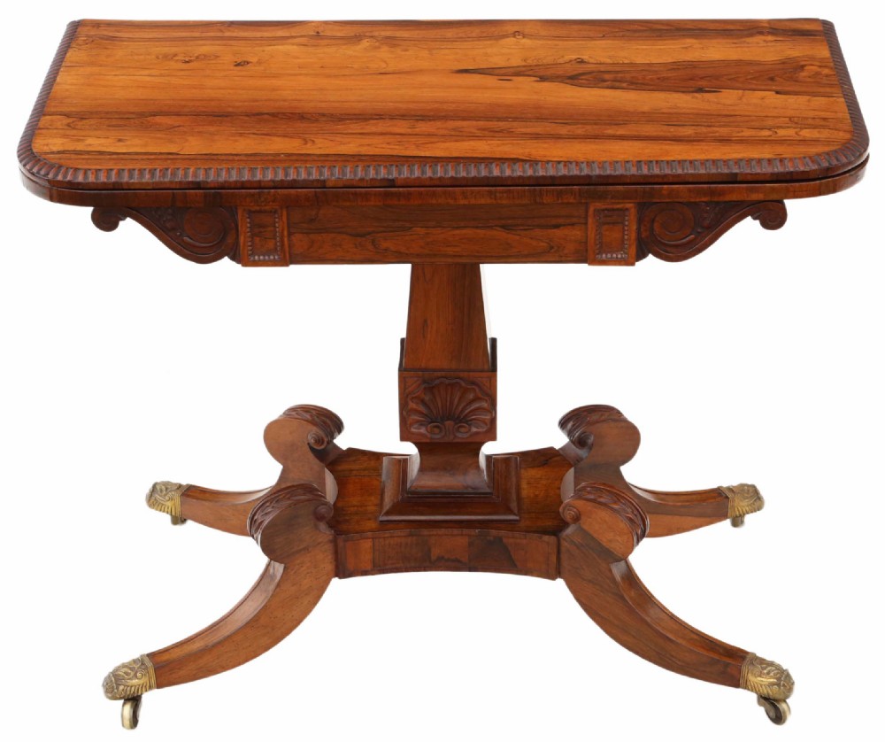 Antique fine quality Regency rosewood folding console card table C1825