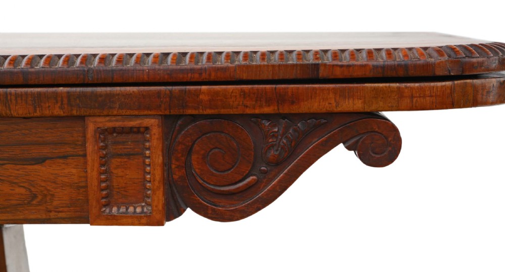 Antique fine quality Regency rosewood folding console card table C1825 View III