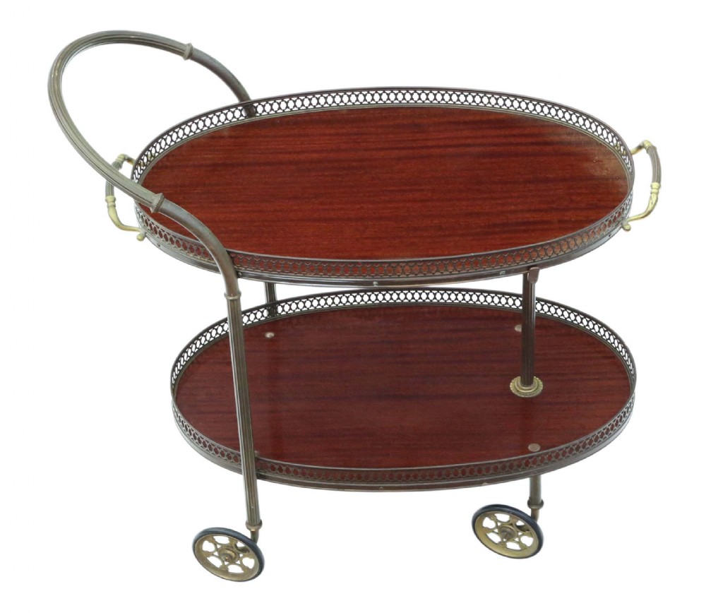 Antique quality Art Deco mahogany drinks and cakes serving trolley table