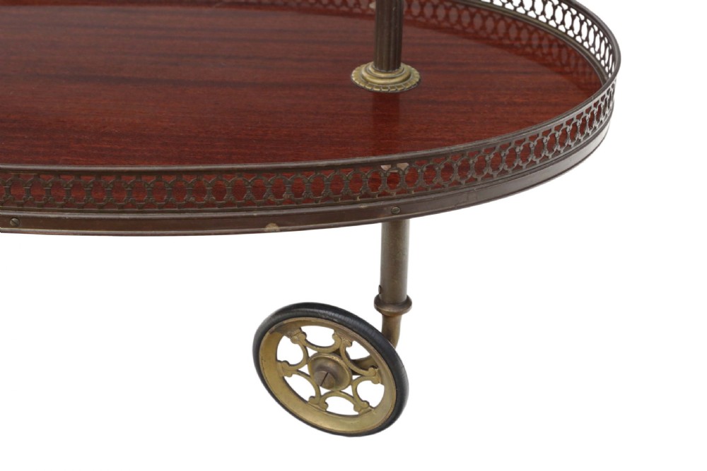 Antique quality Art Deco mahogany drinks and cakes serving trolley table View III