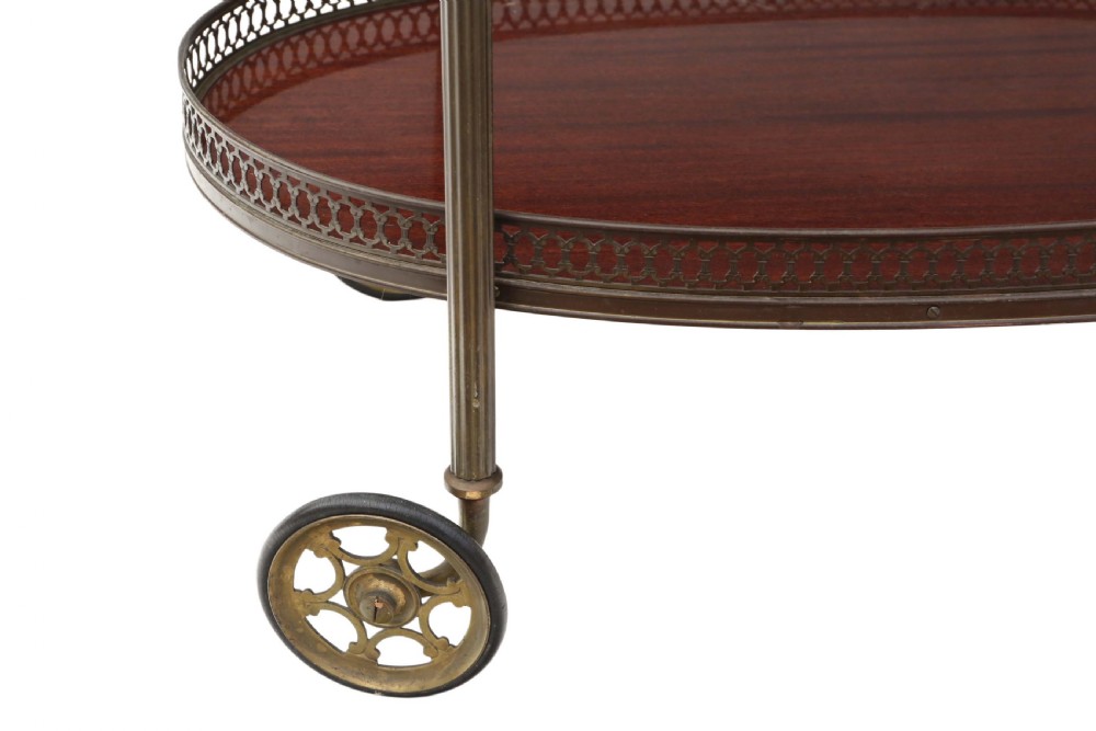 Antique quality Art Deco mahogany drinks and cakes serving trolley table View IV