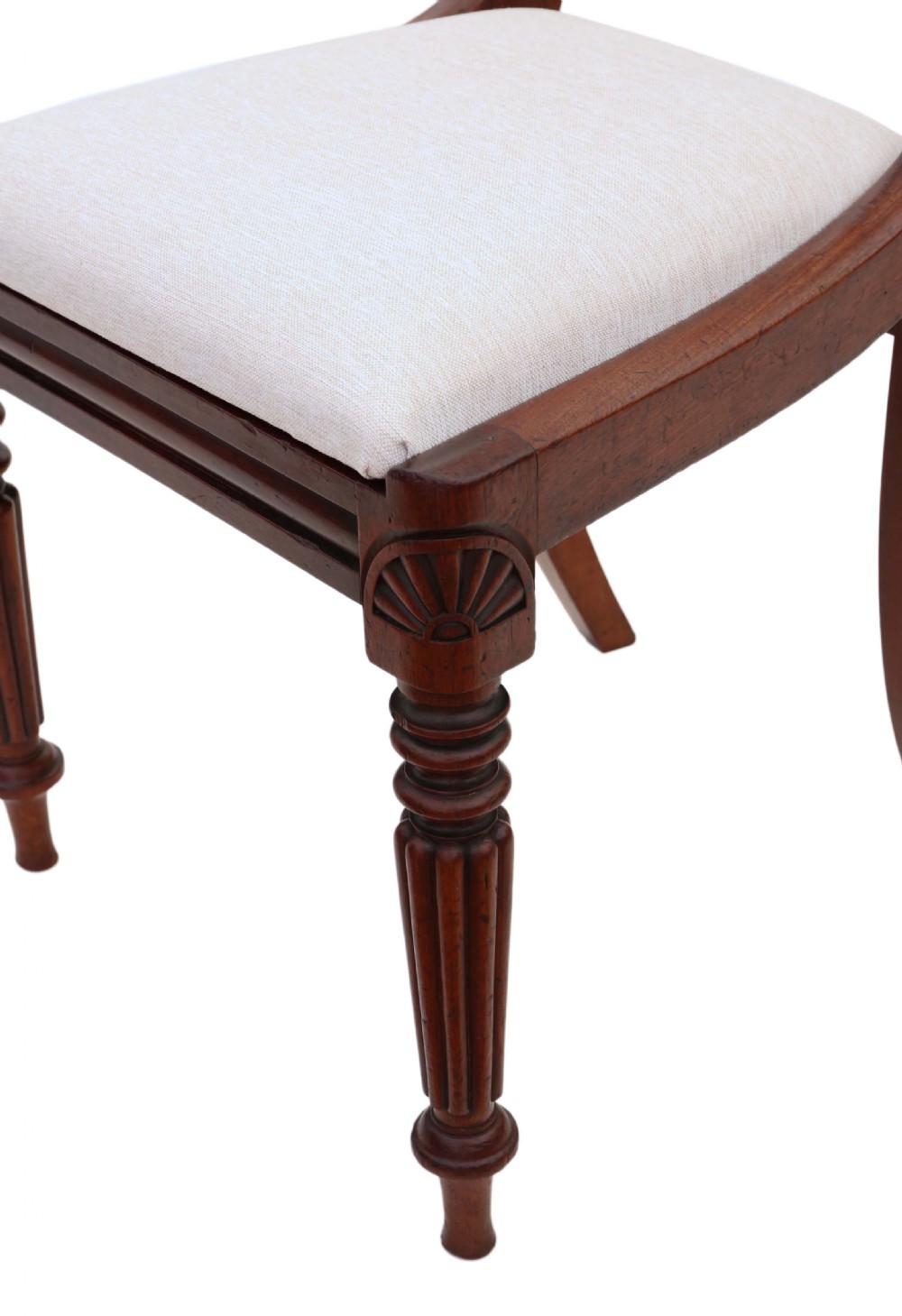 Antique quality set of four William IV mahogany bar back dining chairs C1835 View VIII
