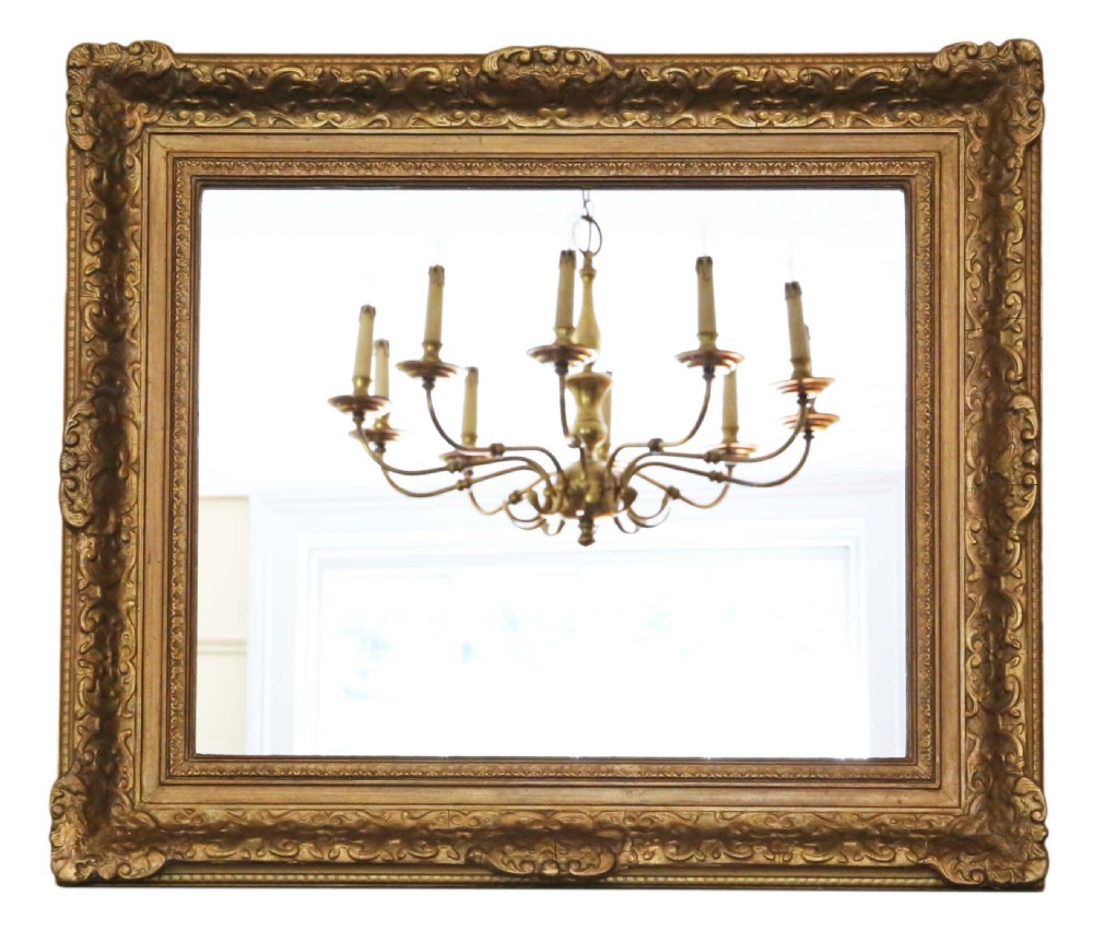Antique large gilt quality overmantle wall mirror 19th Century
