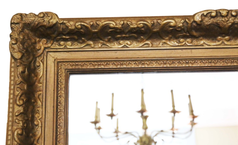 Antique large gilt quality overmantle wall mirror 19th Century View II