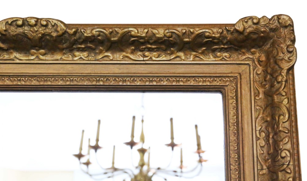 Antique large gilt quality overmantle wall mirror 19th Century View III