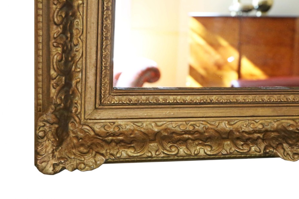 Antique large gilt quality overmantle wall mirror 19th Century View VI