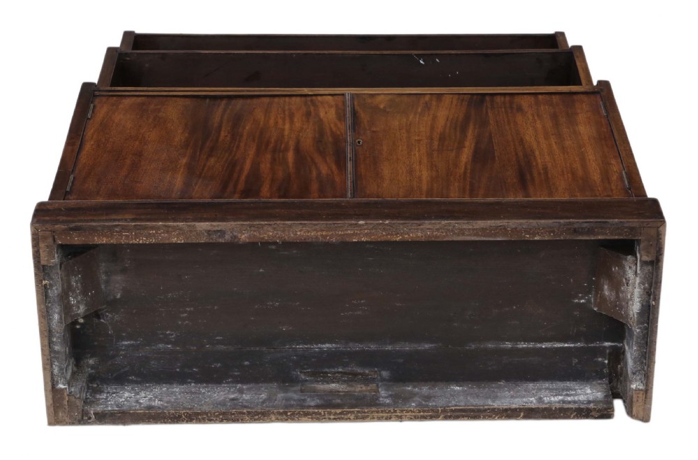 Antique quality C1920 mahogany campaign waterfall bookcase View VII