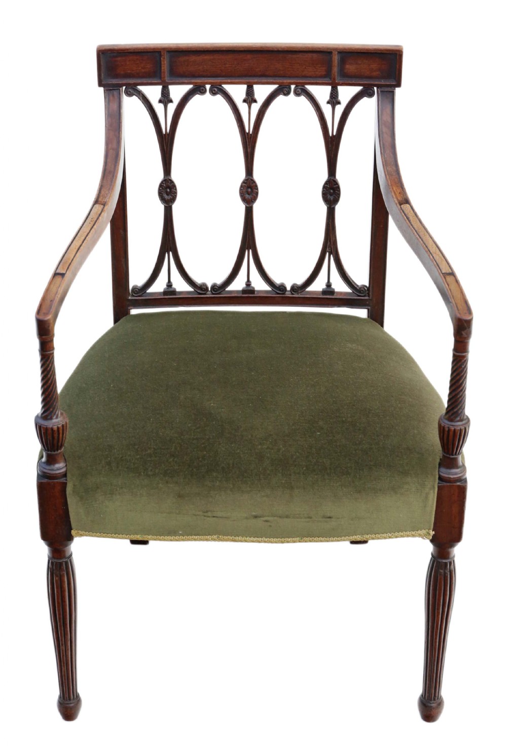 Antique fine quality Georgian mahogany elbow desk chair C1815