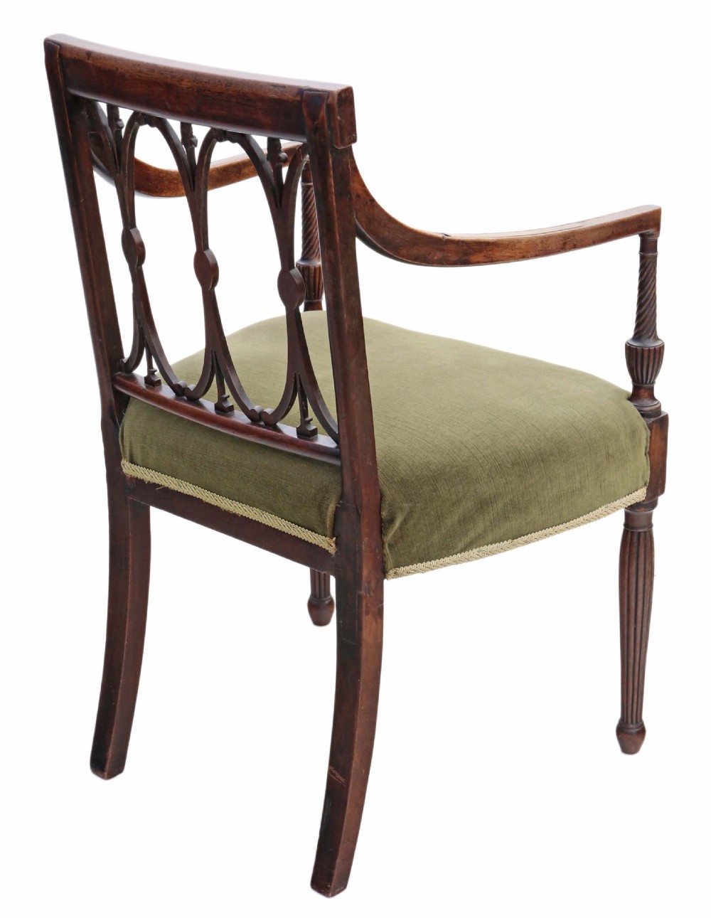 Antique fine quality Georgian mahogany elbow desk chair C1815 View IV